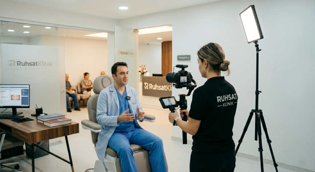 RuhsatKlinik doktor video çekimi ve klinik tanıtım videosu prodüksiyonu