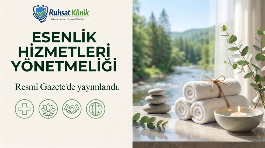 2026 Esenlik Hizmetleri Yönetmeliği kapsamında ruhsatlandırma kriterleri ve esenlik merkezi açılış şartları infografiği